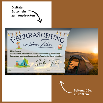 Gutschein - Zelten Campingtrip Erlebnisgutschein