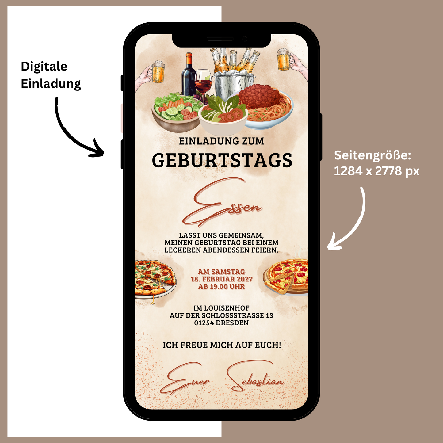 eCARD - Einladung Geburtstag Abendessen