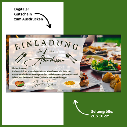Gutschein - Abendessen Geschenkgutschein Geburtstag