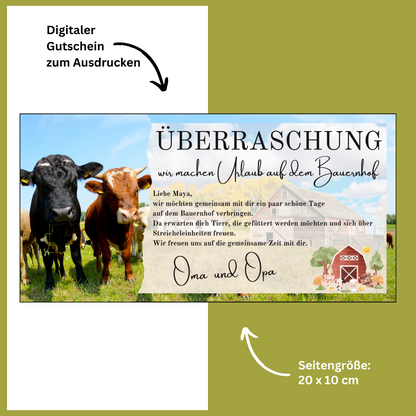 Gutschein - Urlaub Bauernhof