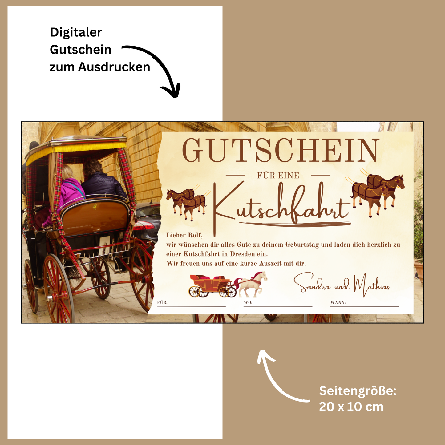 Gutschein - Kutschfahrt Rundfahrt Pferdekutsche