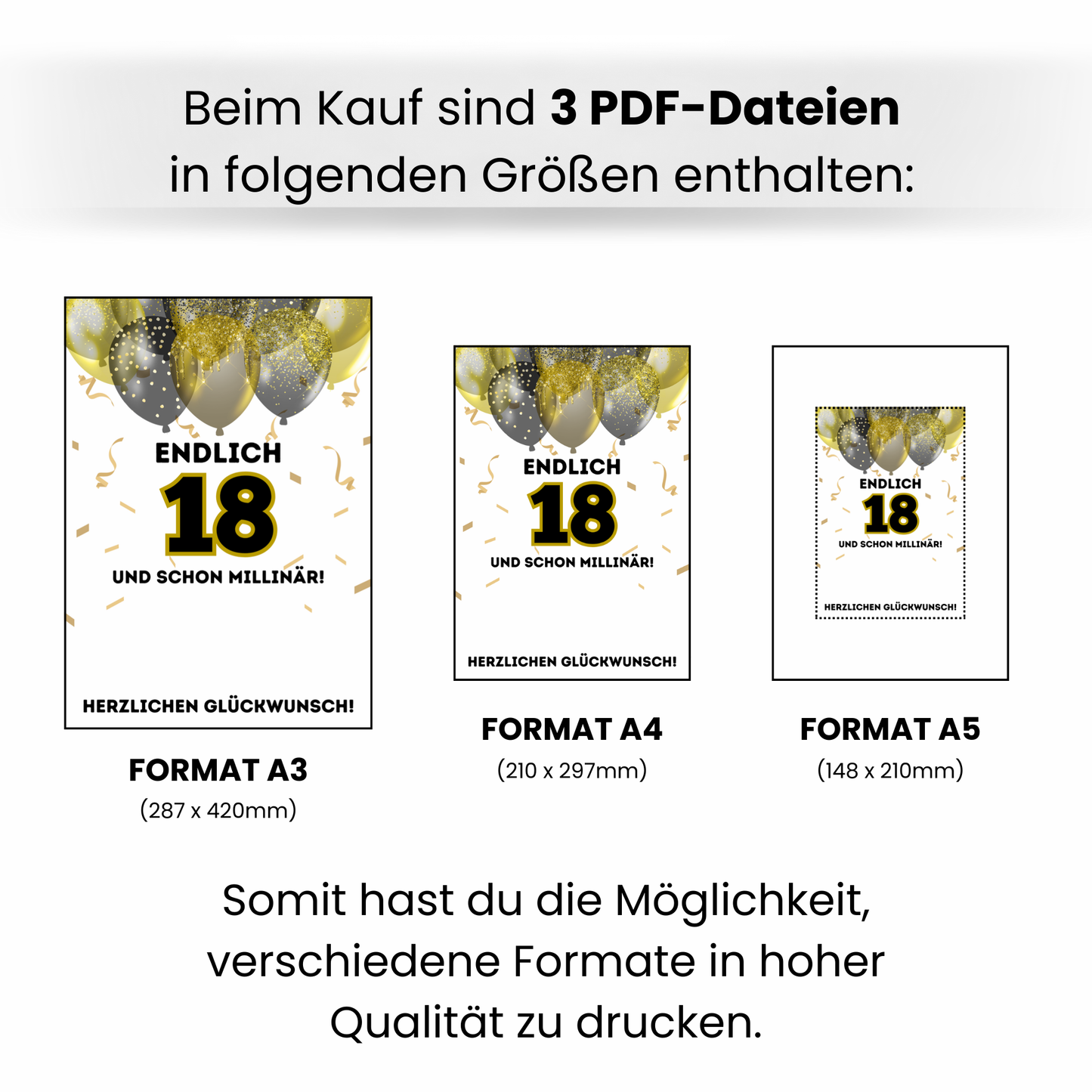 Geldgeschenk - Endlich 18 und schon Millionär mit Gold Luftballons - eCARD4you