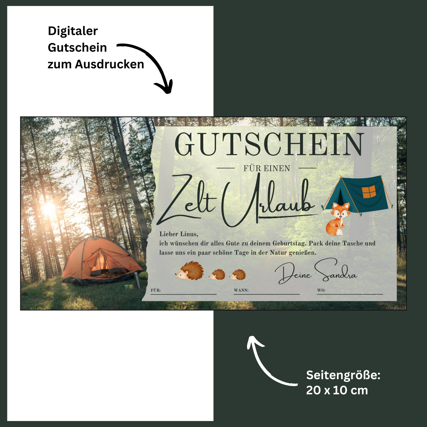 Gutschein - Zelten Campingtrip Erlebnisgutschein
