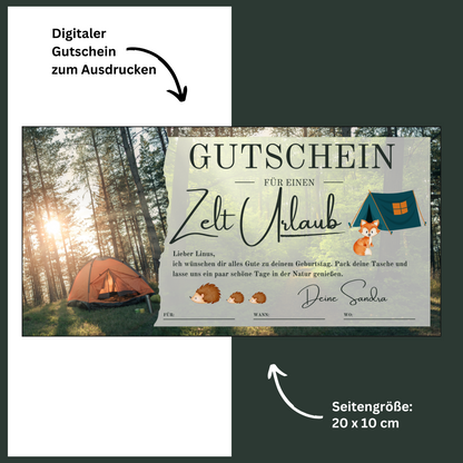 Gutschein - Zelten Campingtrip Erlebnisgutschein