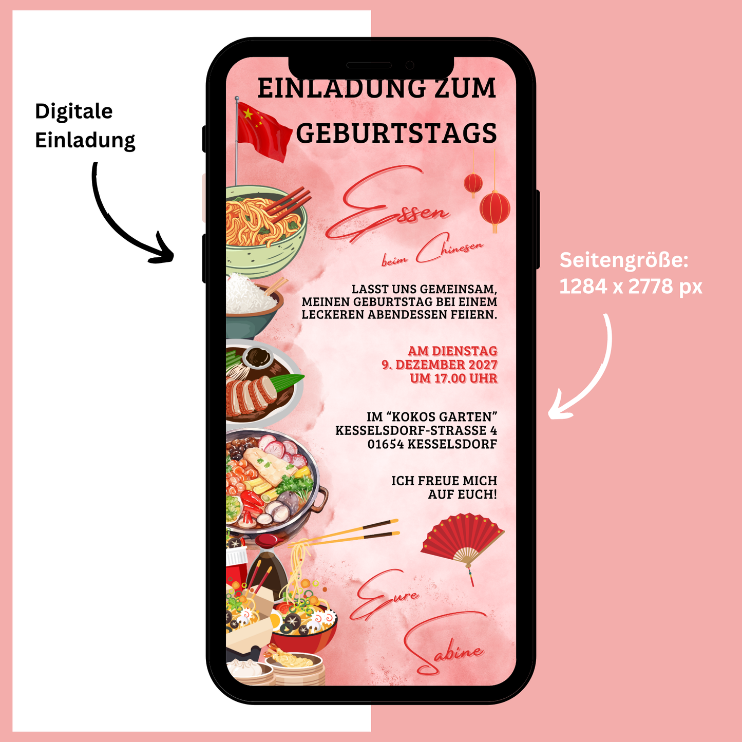eCARD - Einladung Geburtstag Abendessen Chinese