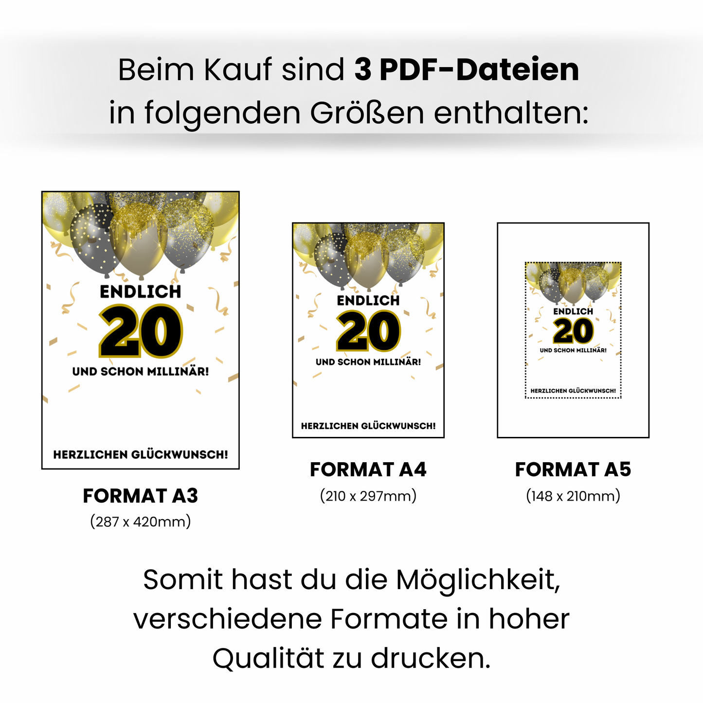 Geldgeschenk - Endlich 20 und schon Millionär mit Gold Luftballons - eCARD4you