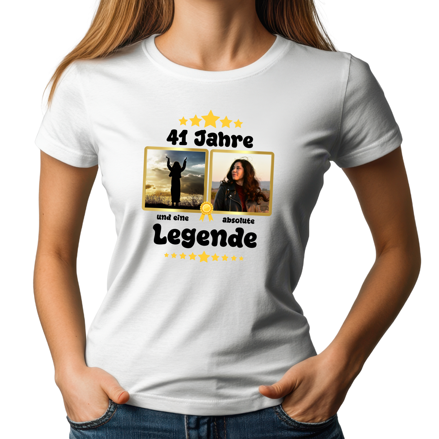 Party-T-Shirt zum 40. Geburtstag Legende mit 2 Fotos