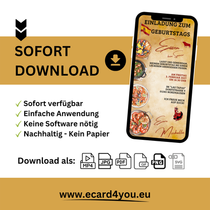 eCARD - Einladung Geburtstag Abendessen Spanier