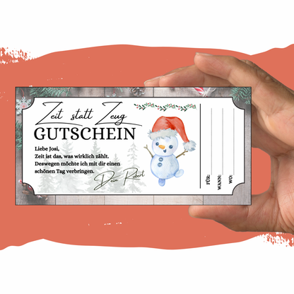Gutschein - Gemeinsame Zeit statt Zeug als Geschenkidee
