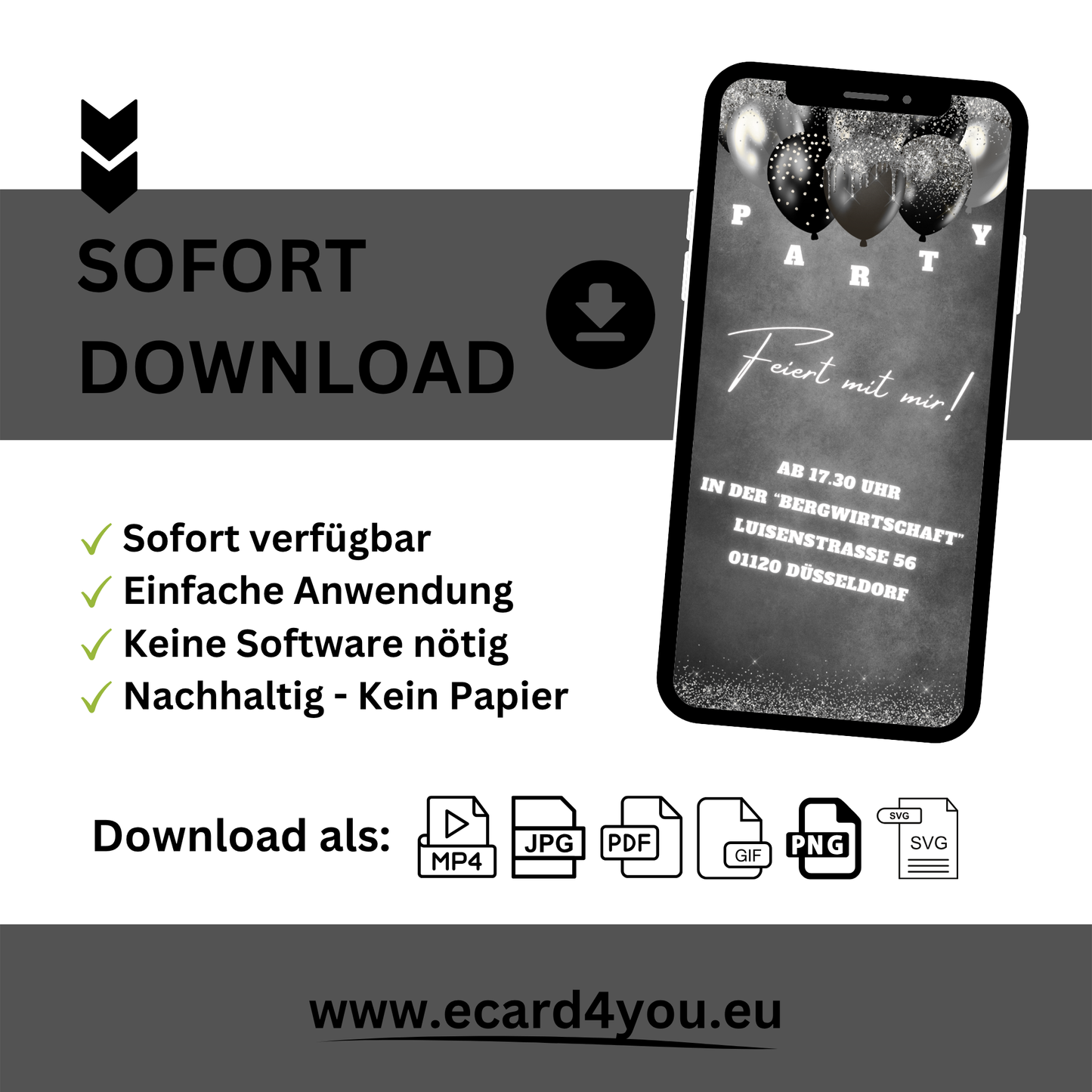 eCARD - Animierte Einladungskarte Geburtstag