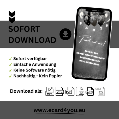 eCARD - Animierte Einladungskarte Geburtstag