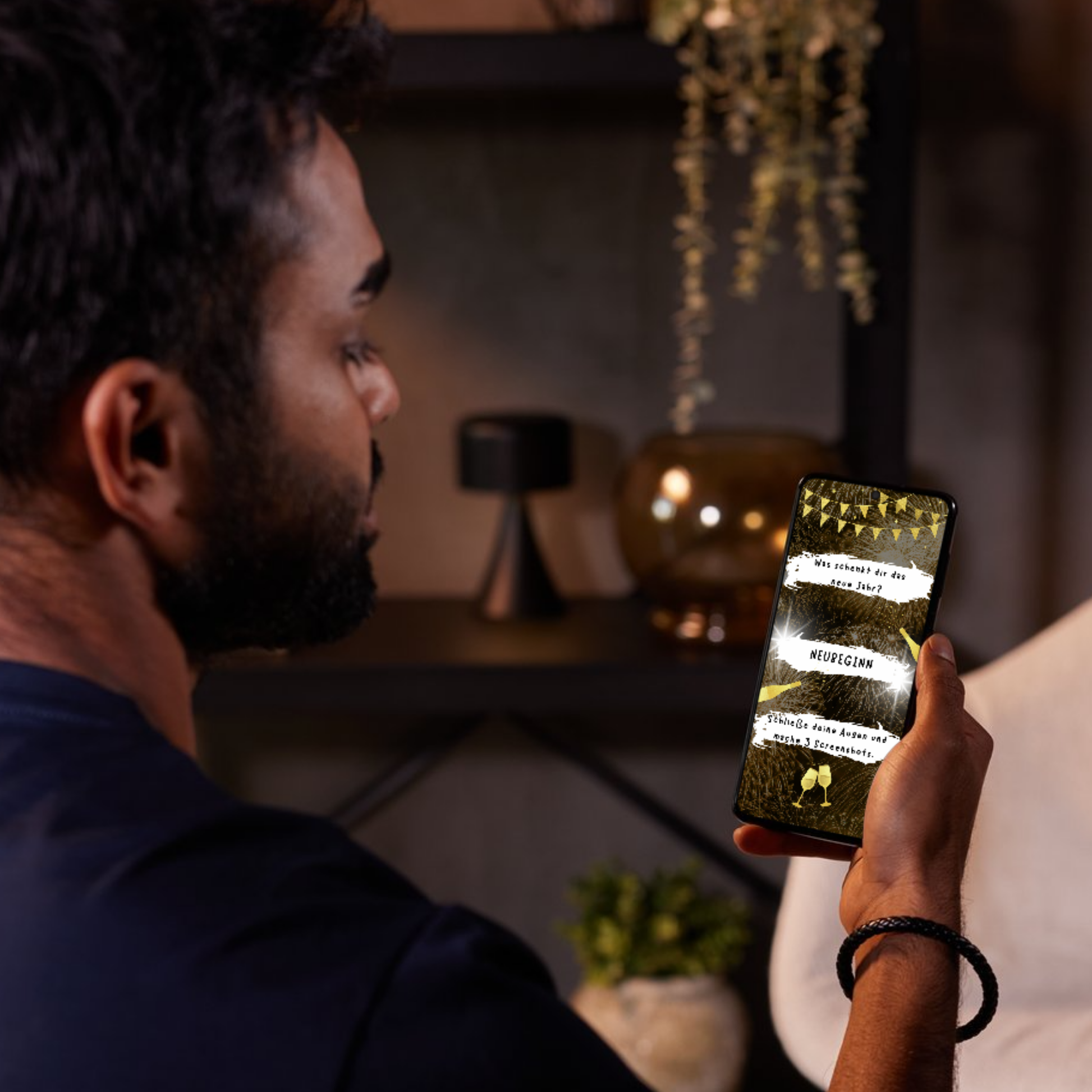 eCARD - Goldene WhatsApp Glückskarte 1 für das Neue Jahr - eCARD4you