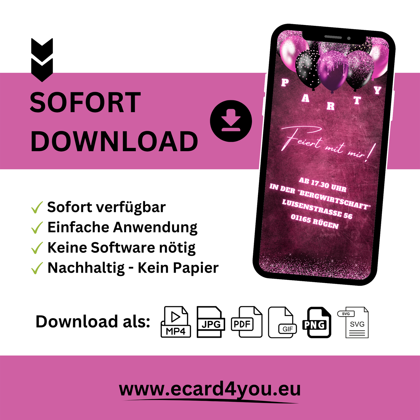 eCARD - Animierte Einladungskarte Geburtstag
