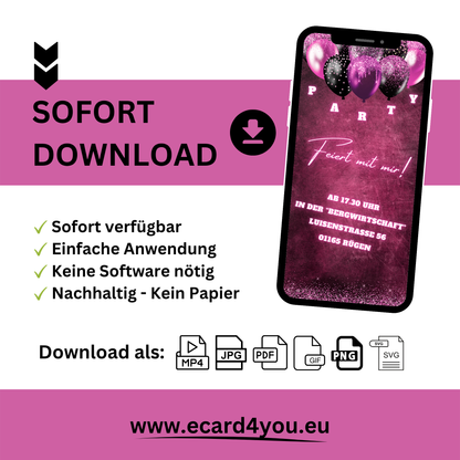 eCARD - Animierte Einladungskarte Geburtstag