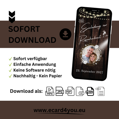 eCARD - Rosenhochzeit Einladungskarte