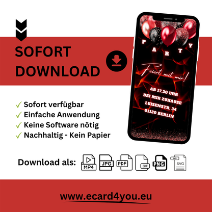 eCARD - Animierte Einladungskarte Geburtstag