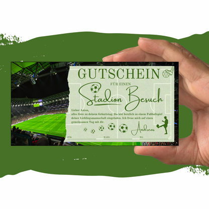 Gutschein - Stadion Besuch Fußballspiel Geschenkgutschein