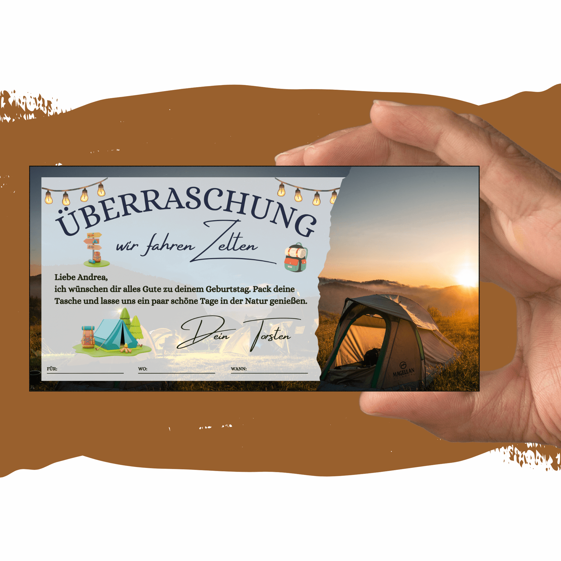 zelten geschenk Camping Gutschein Erlebnis Zelten Geschenk