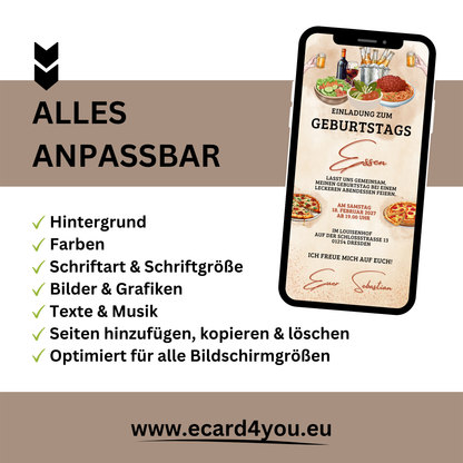 eCARD - Einladung Geburtstag Abendessen