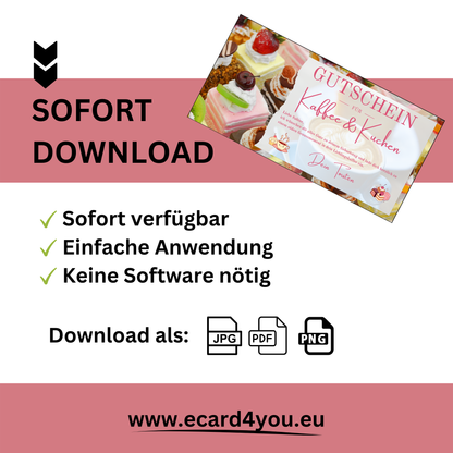 Gutschein - Kaffee und Kuchen Geschenkgutschein