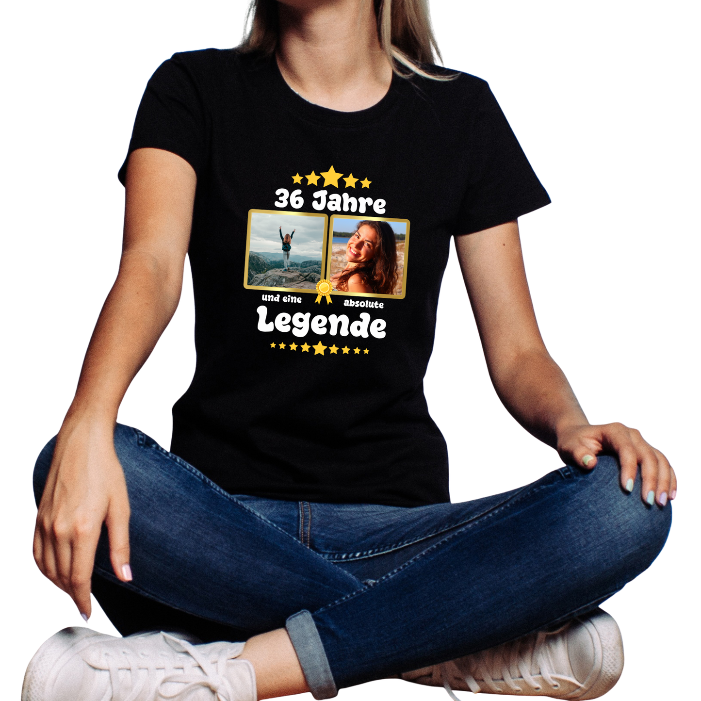 Party-T-Shirt zum 40. Geburtstag Legende mit 2 Fotos