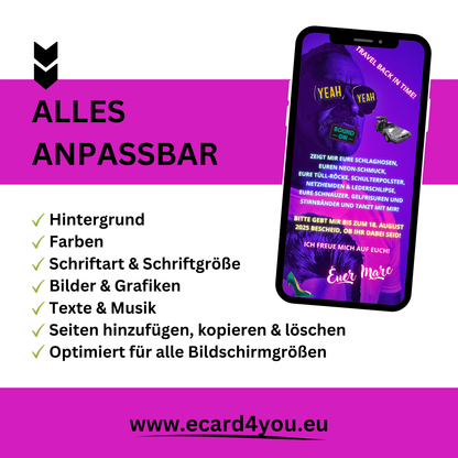 eCARD - 80er Jahre Party Einladungskarte