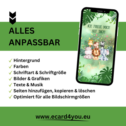 eCARD - Animierte Kindergeburtstags Party Einladungskarte
