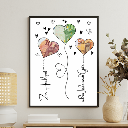 Geldgeschenk - Geschenkidee für die Hochzeit mit Herzen