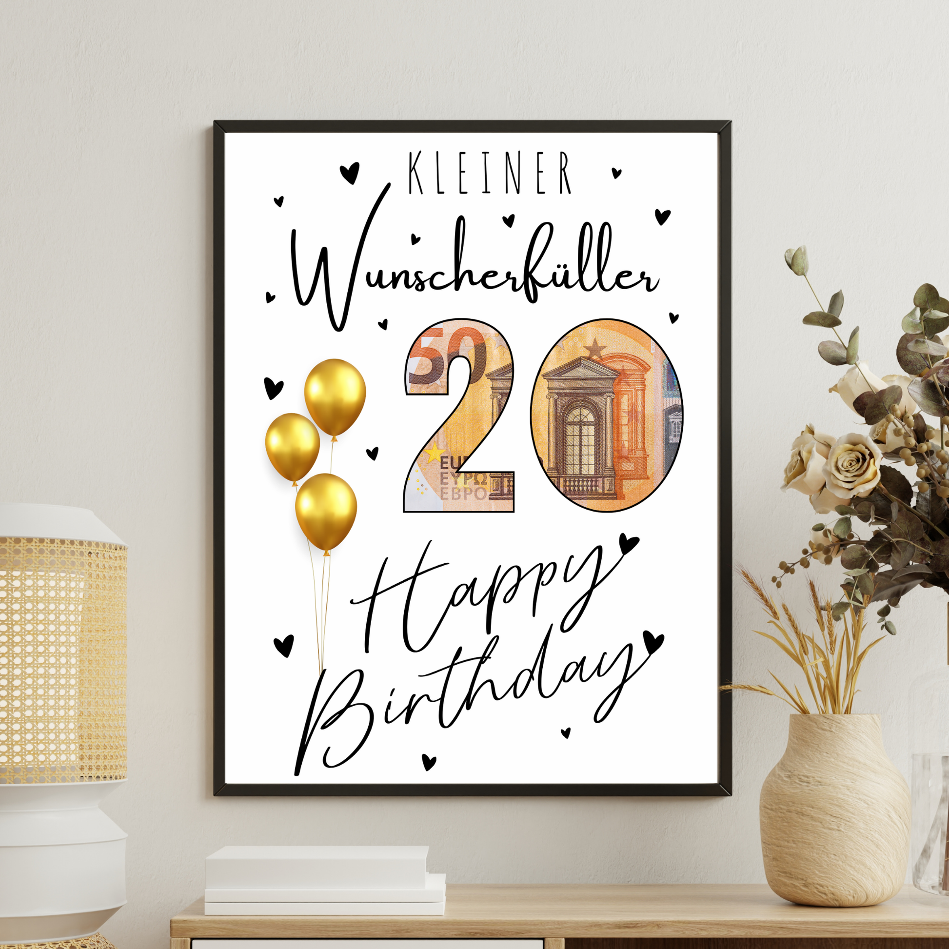 Geldgeschenk - Kleiner Wünscherfüller zum 20. Geburtstag - eCARD4you