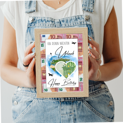 Geldgeschenk - Geschenk zum Geburtstag für den nächsten Urlaub