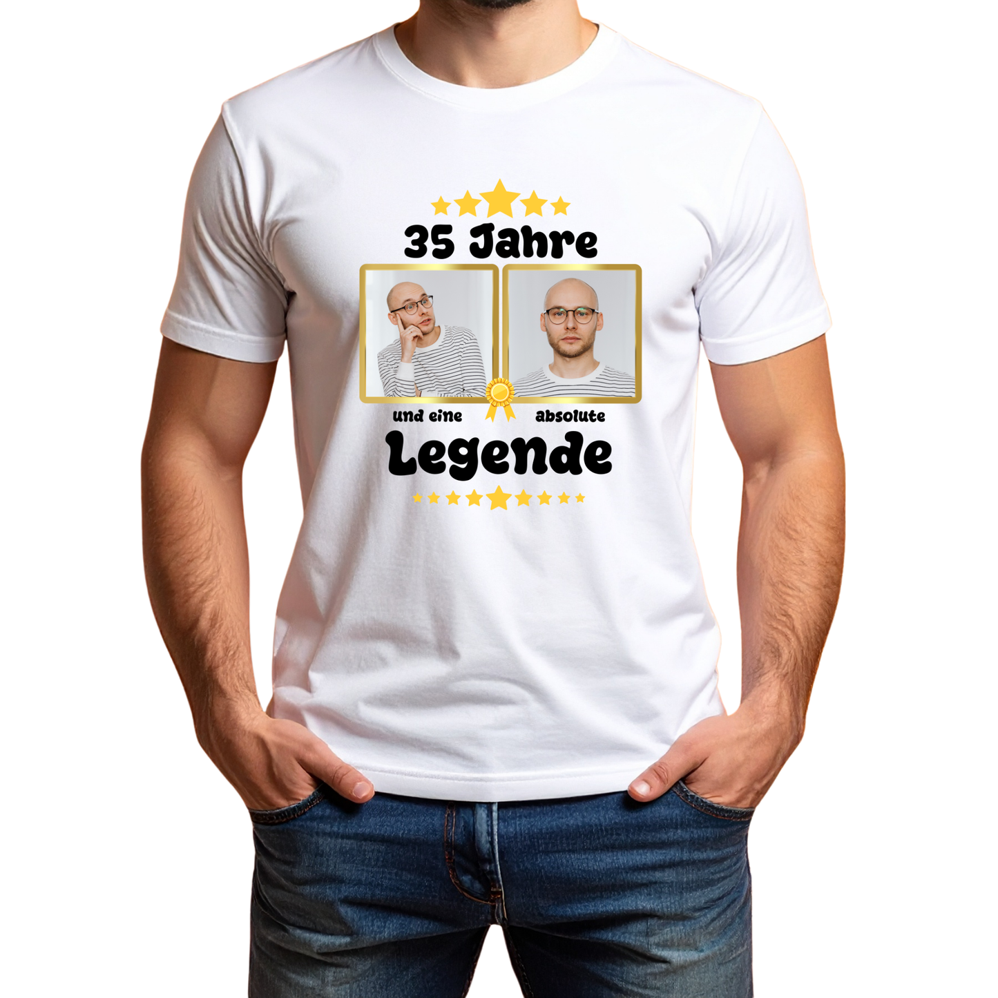 Party-T-Shirt zum 40. Geburtstag Legende mit 2 Fotos