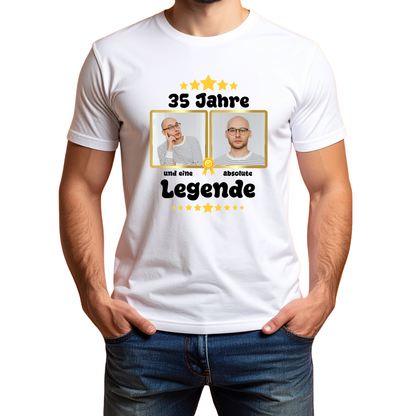 Party-T-Shirt zum 40. Geburtstag Legende mit 2 Fotos
