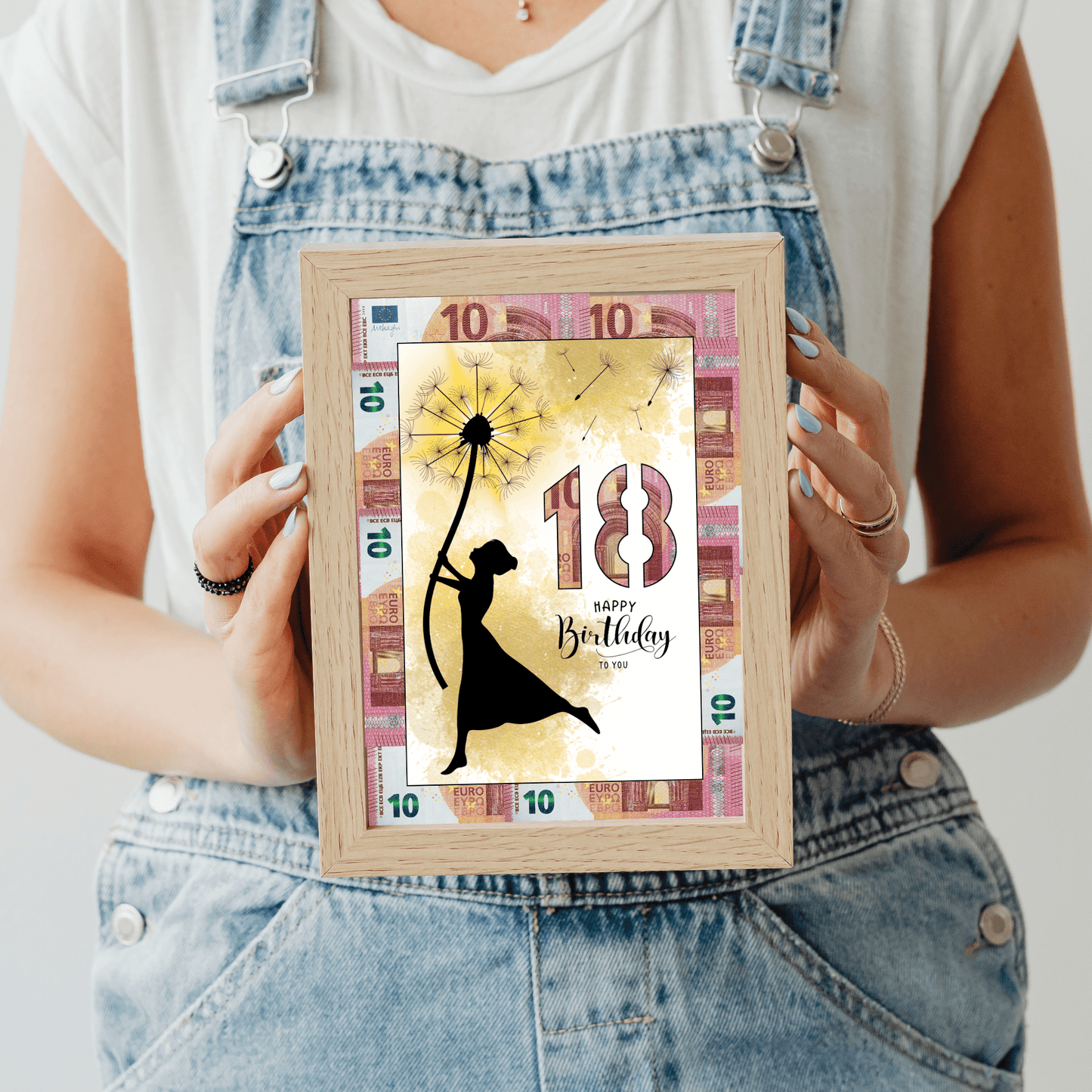 Geldgeschenk - Frau mit Pusteblume als Geschenk zum 18. Geburtstag - eCARD4you