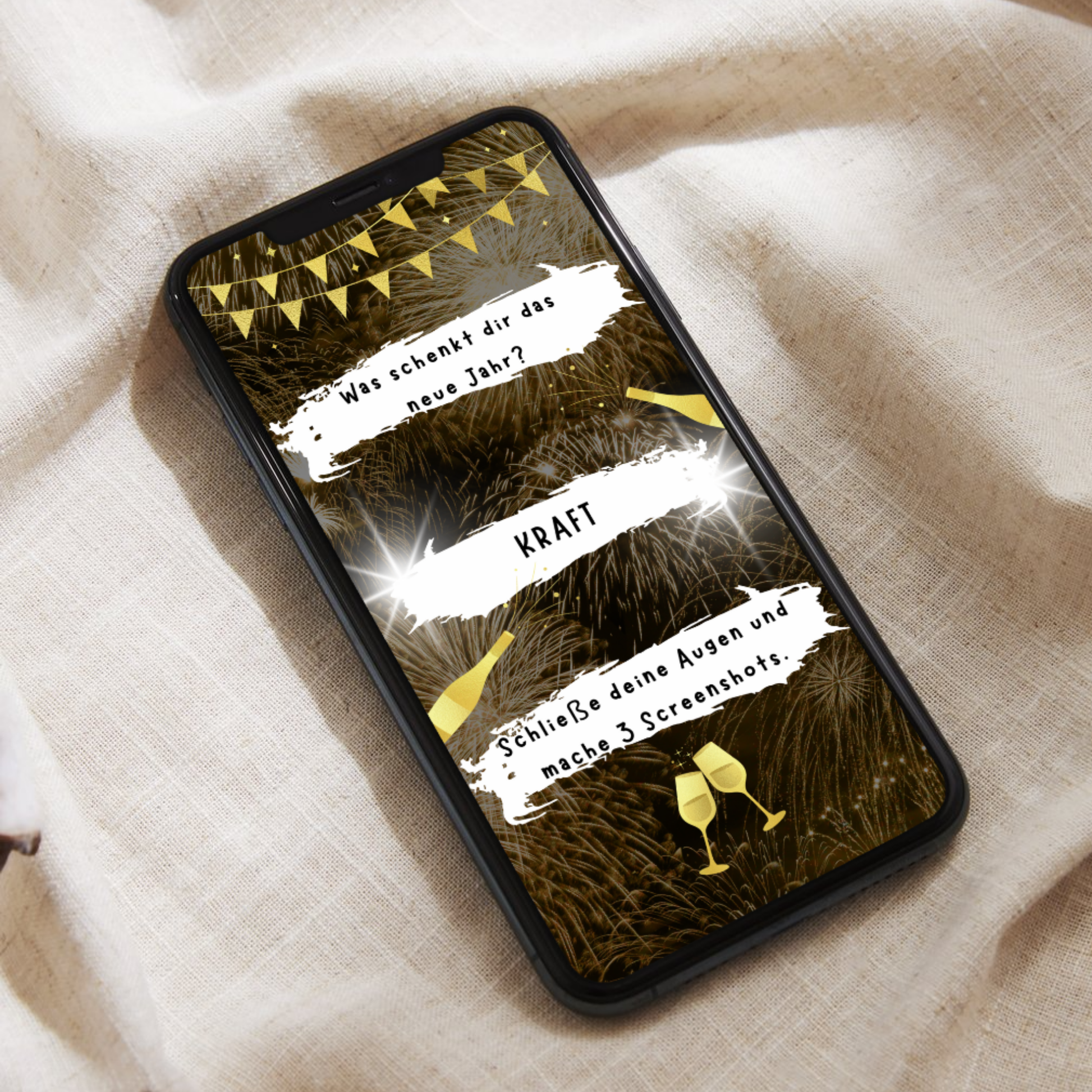 eCARD - Goldene WhatsApp Glückskarte 1 für das Neue Jahr - eCARD4you