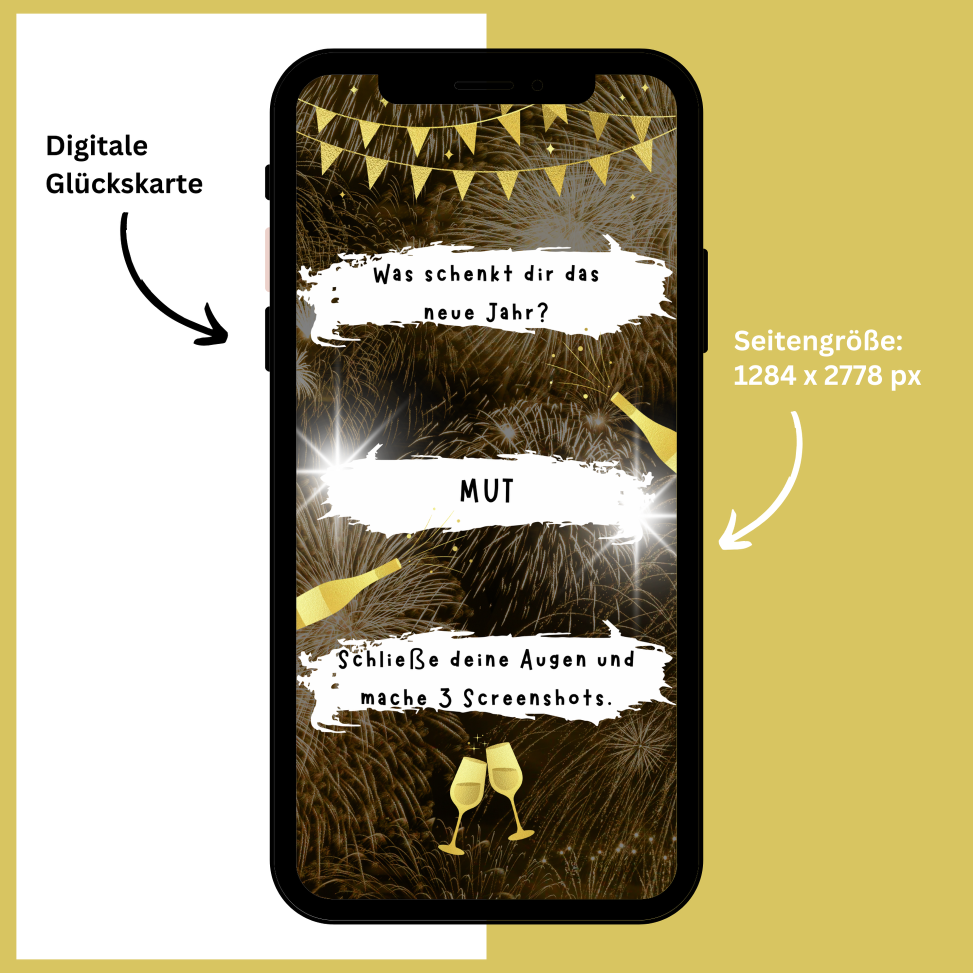 eCARD - Goldene WhatsApp Glückskarte 1 für das Neue Jahr - eCARD4you