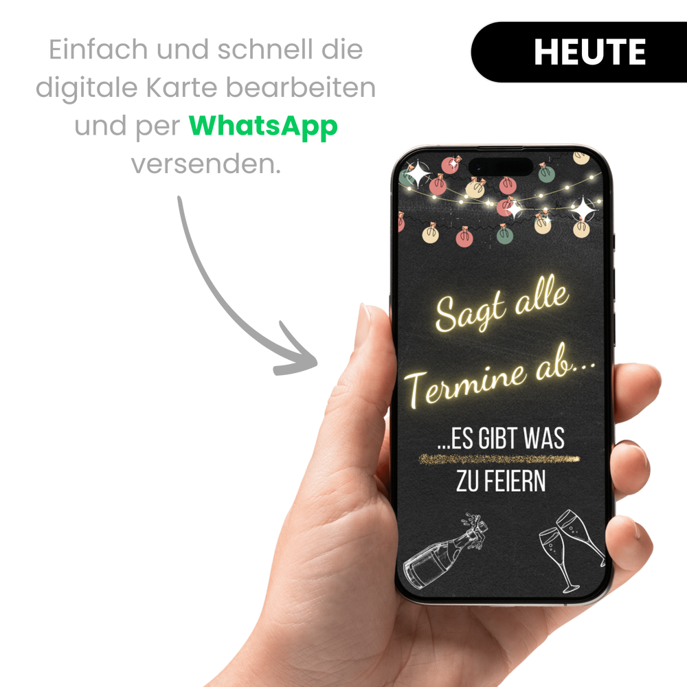 Heute: Digitale animierte Einladung einfach per WhatsApp teilen
