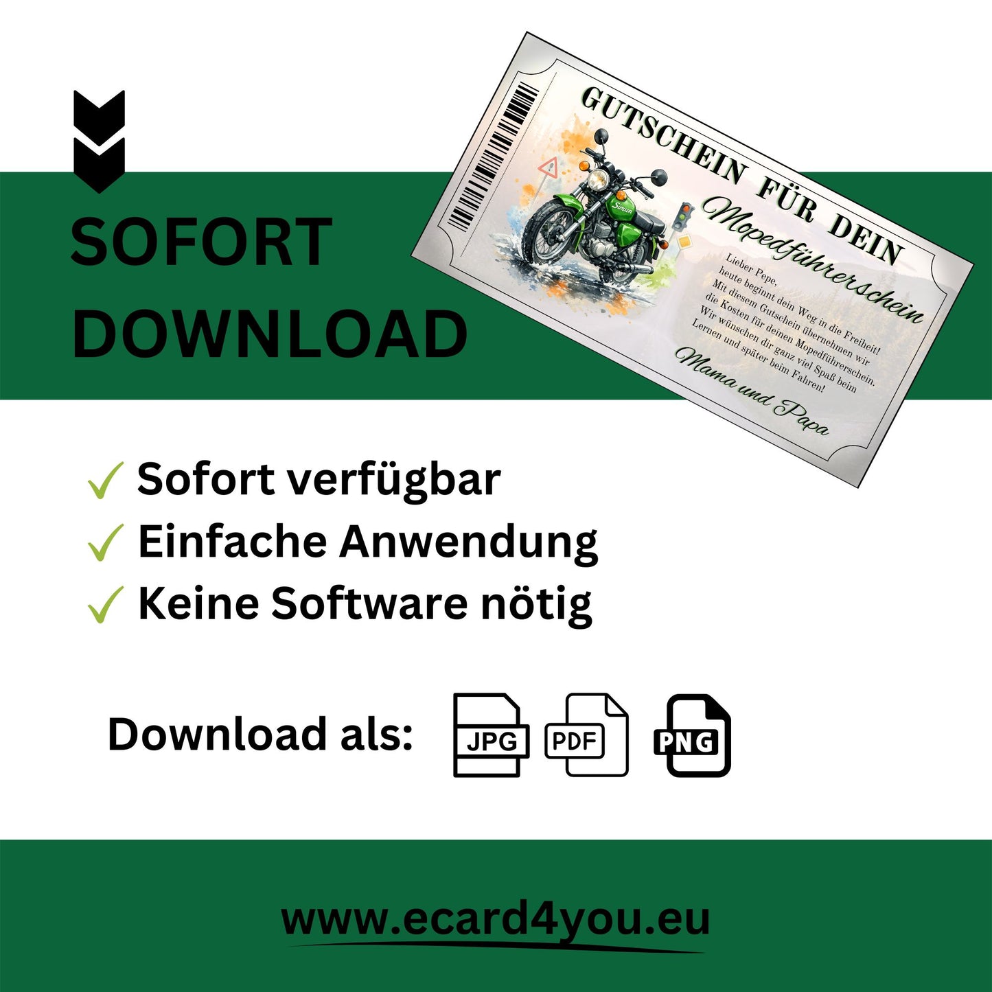 Mopedführerschein Gutschein Canva Vorlage PDF selbst gestalten und ausdrucken