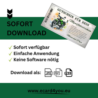 Mopedführerschein Gutschein Canva Vorlage PDF selbst gestalten und ausdrucken