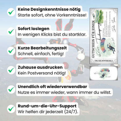 Tandemsprung Gutschein – Vorteile der sofortigen Ausführung und einfache Personalisierung für Geschenke