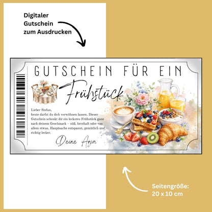 Frühstücksgutschein zum Ausdrucken mit frischer Kiwi-Scheibe und Beeren