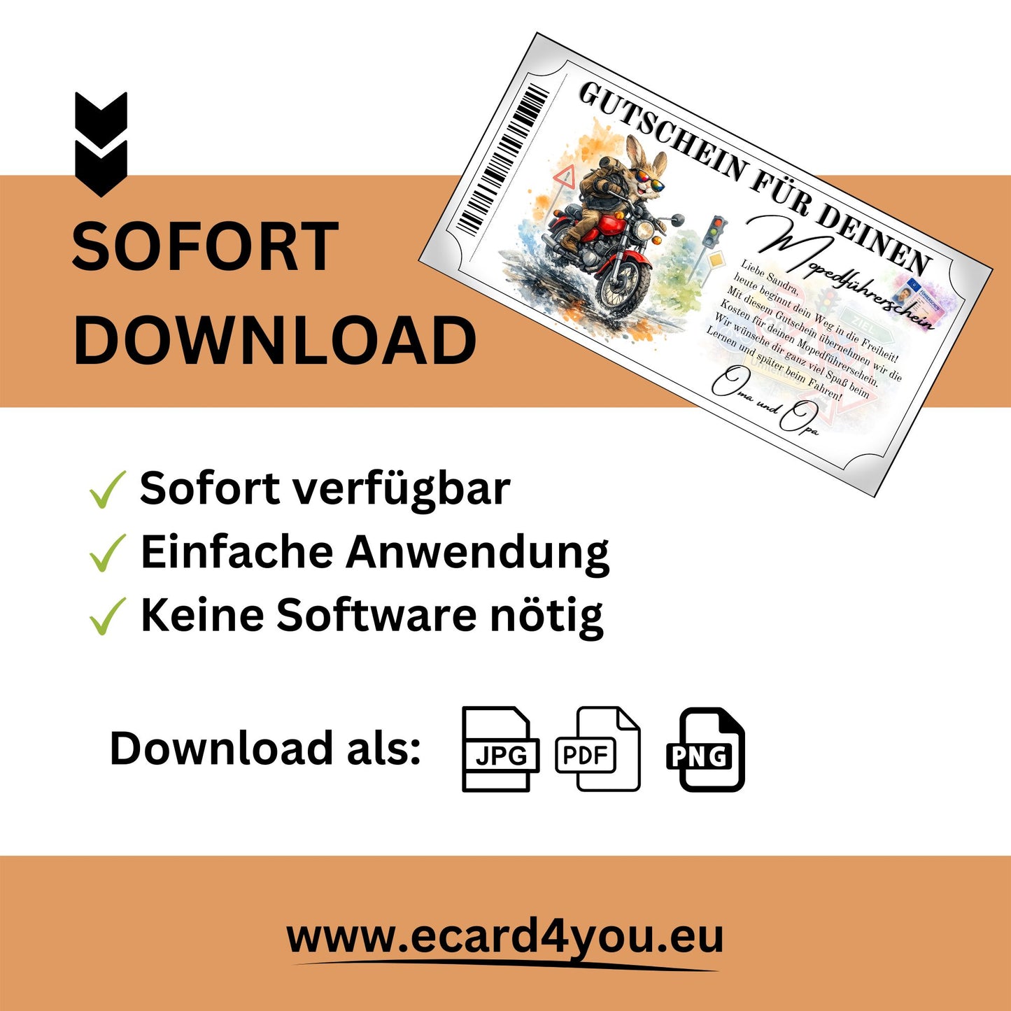 Mopedführerschein Gutschein Hase Sonnenbrille rotes Motorrad Führerschein Collage