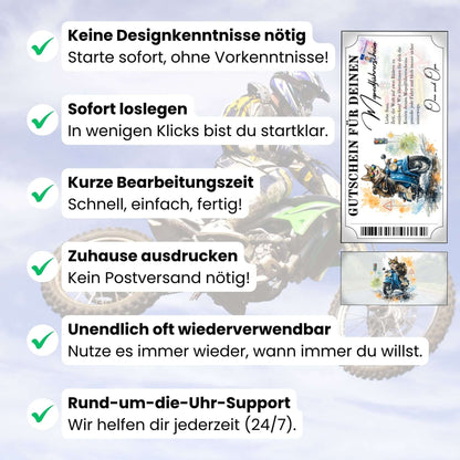 Digitaler Mopedführerschein Gutschein coole Katze Schwalbe selbst personalisieren