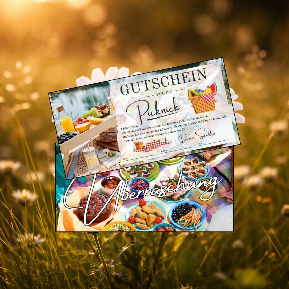Zwei gleiche Blumen auf einer Sommerwiese – Symbol für die mehrfache Nutzung der Outdoor Gutschein Vorlage