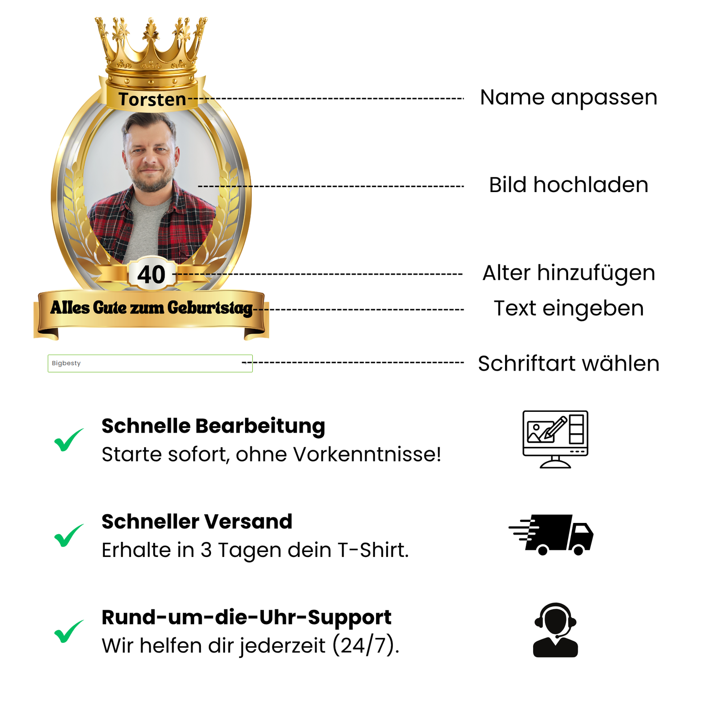 Party-T-Shirt zum 18. Geburtstag Krone