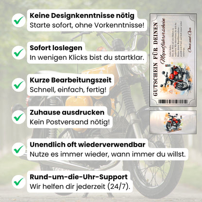Digitaler Mopedführerschein Gutschein rote Simson Edition Canva Vorlage
