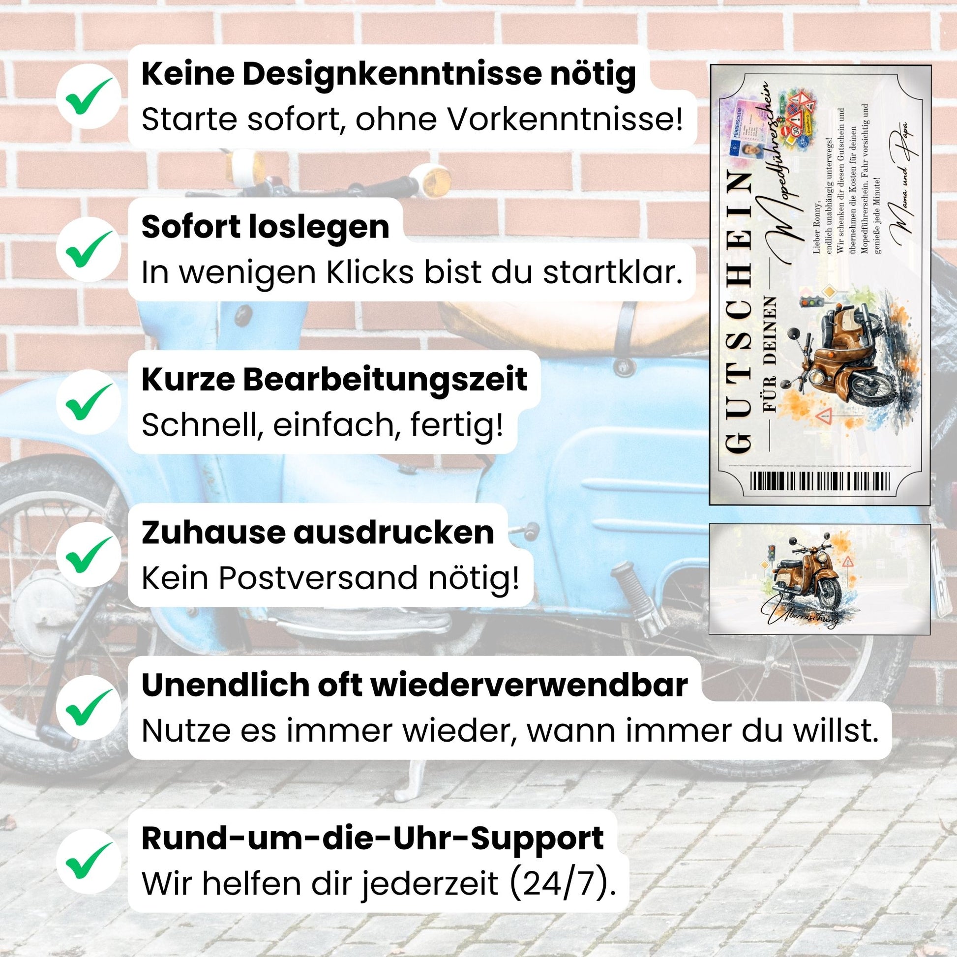 Digitaler Mopedführerschein Gutschein Schwalbe Edition selbst personalisieren