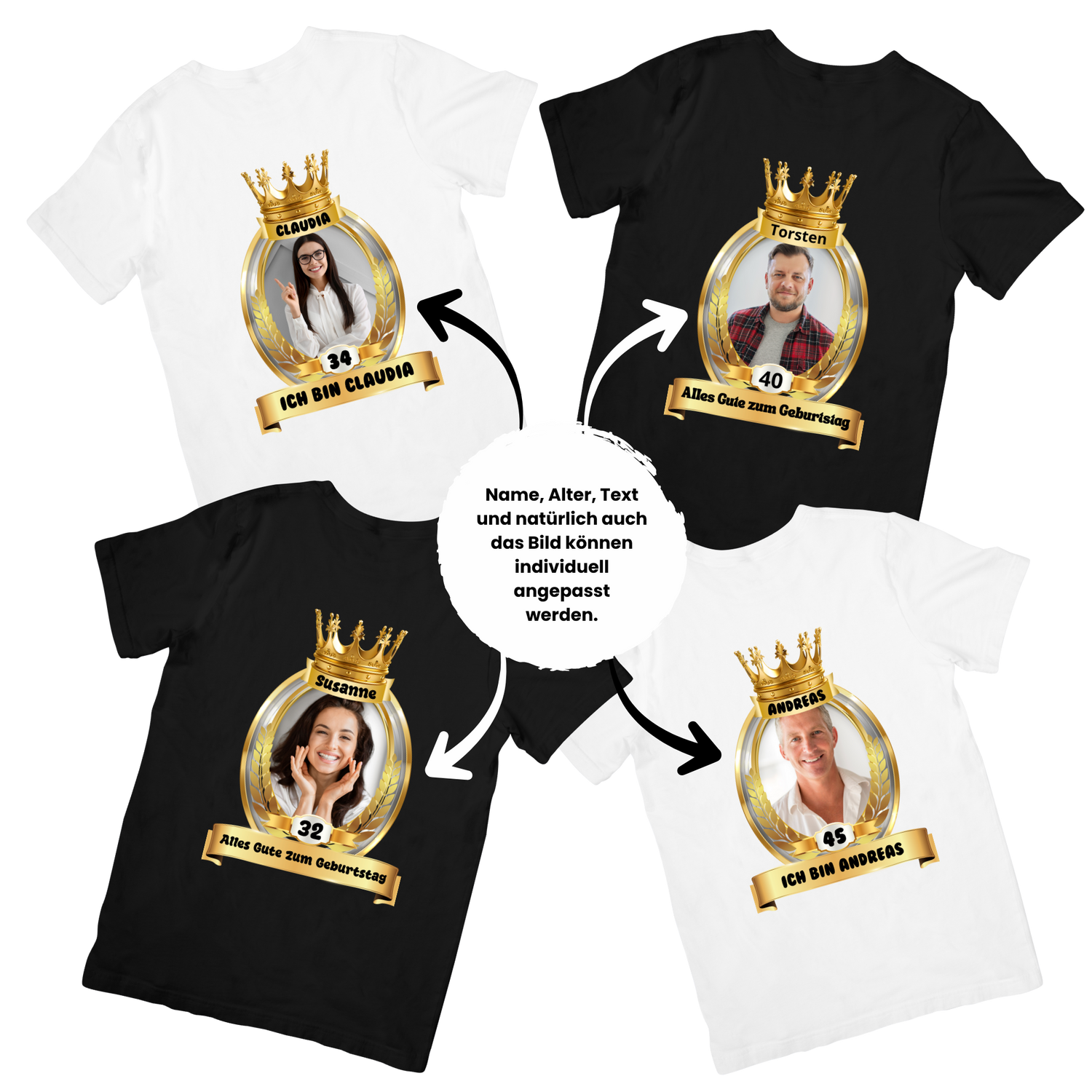 Vorlagen für personalisierbare Geburtstags-T-Shirts bei eCARD4you