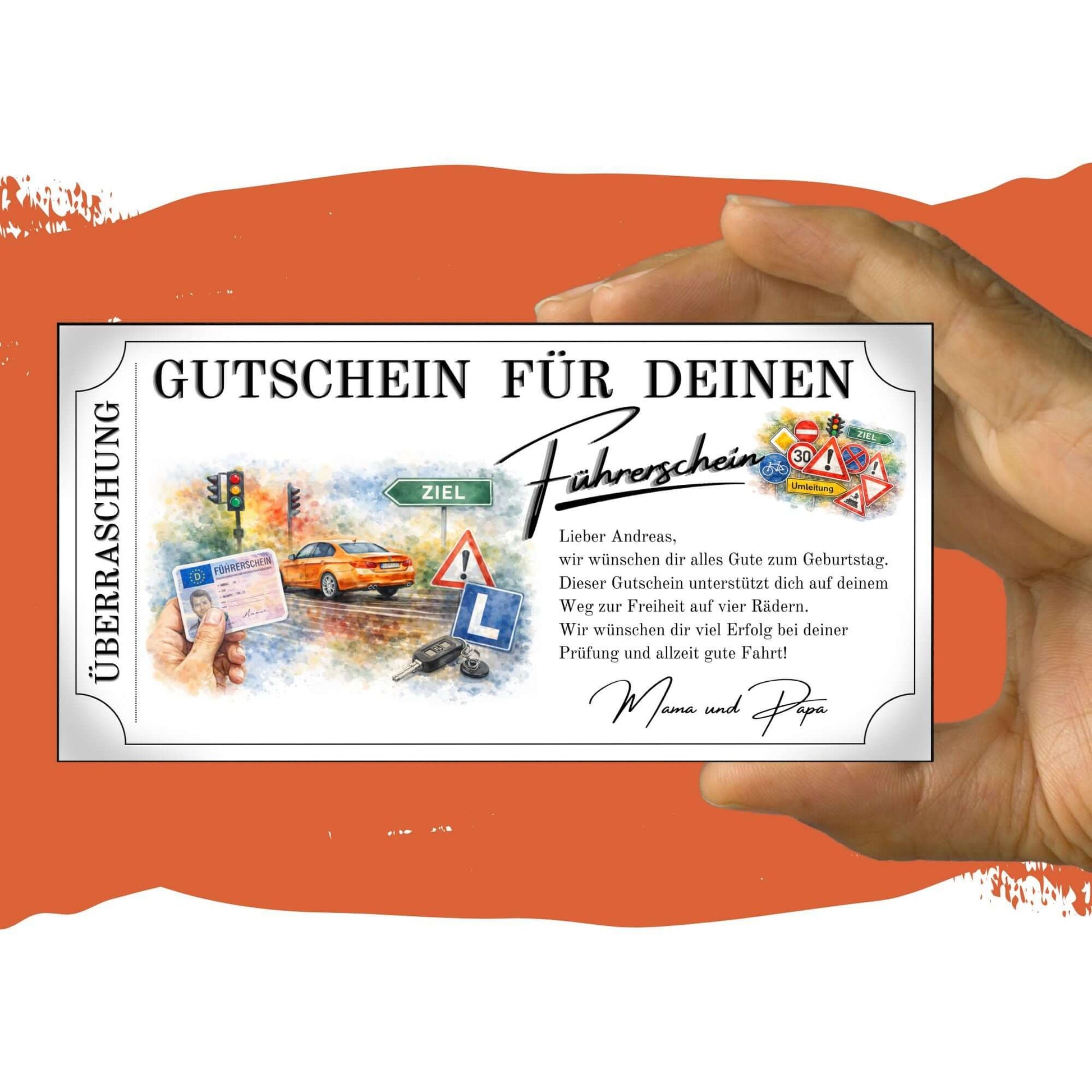 Gutschein Vorlage Führerschein mit Canva personalisieren und zuhause drucken