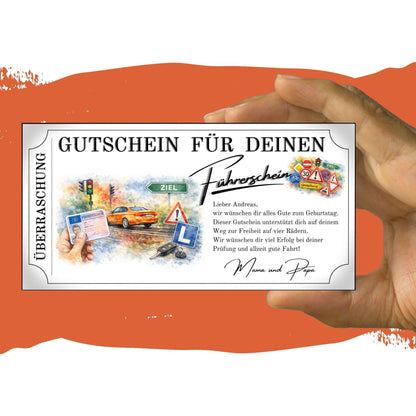 Gutschein Vorlage Führerschein mit Canva personalisieren und zuhause drucken