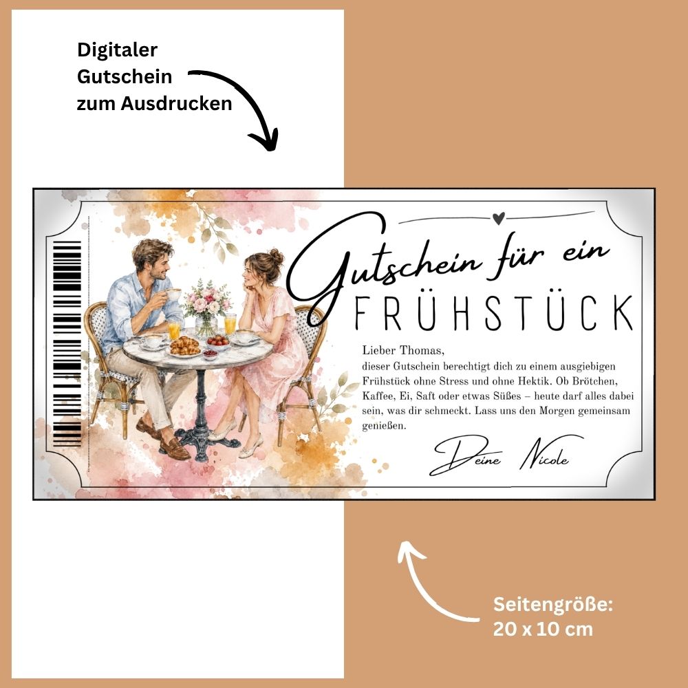 Frühstücksgutschein an einem gemütlichen Bistro-Tisch
